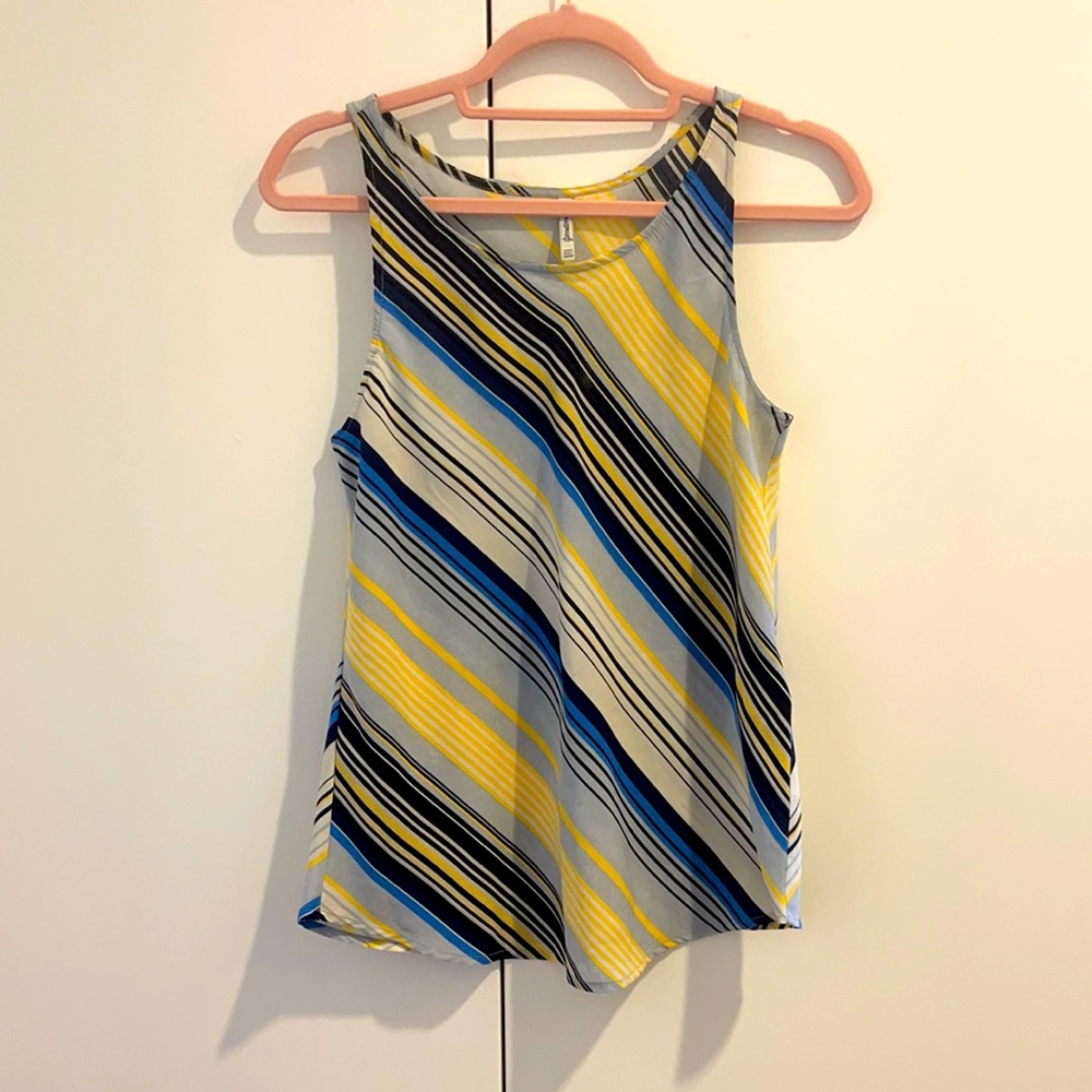 Yellow and blue stripes top